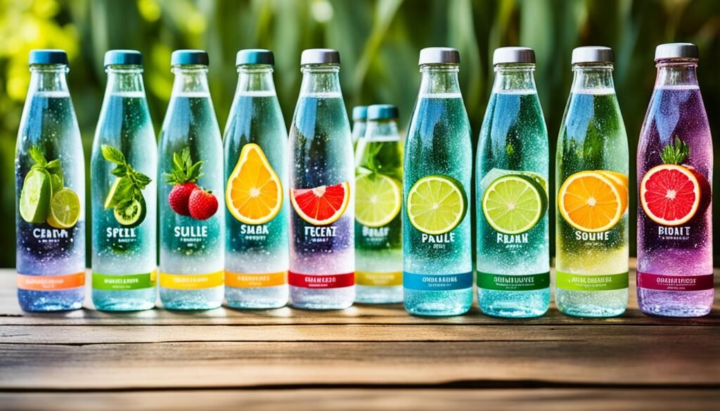 variety of sparkling water products